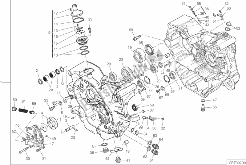 All parts for the 09a - Half-crankcases Pair of the Ducati Scrambler 1100 Special USA 2018